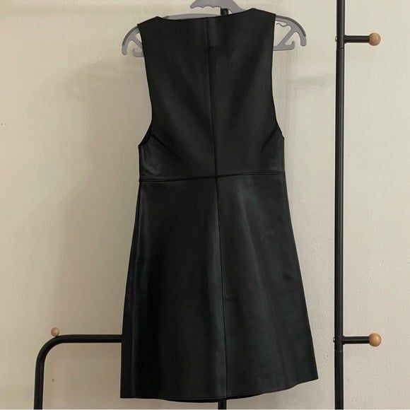 Maje Rajani V-neck Leather Dress Size 1 - Picture 4 of 9